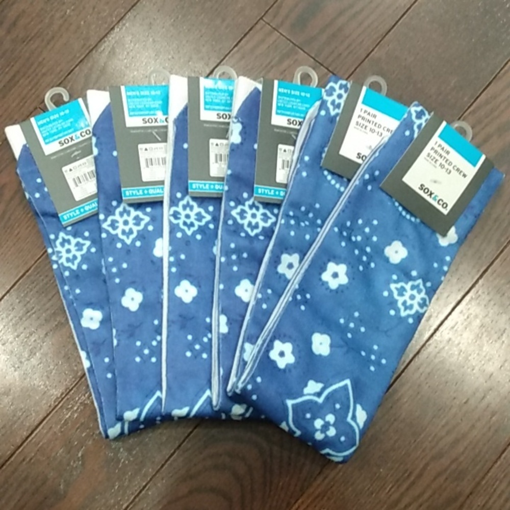 6 Pairs Men's Printed Crew Socks 10-13 Sox&Co.